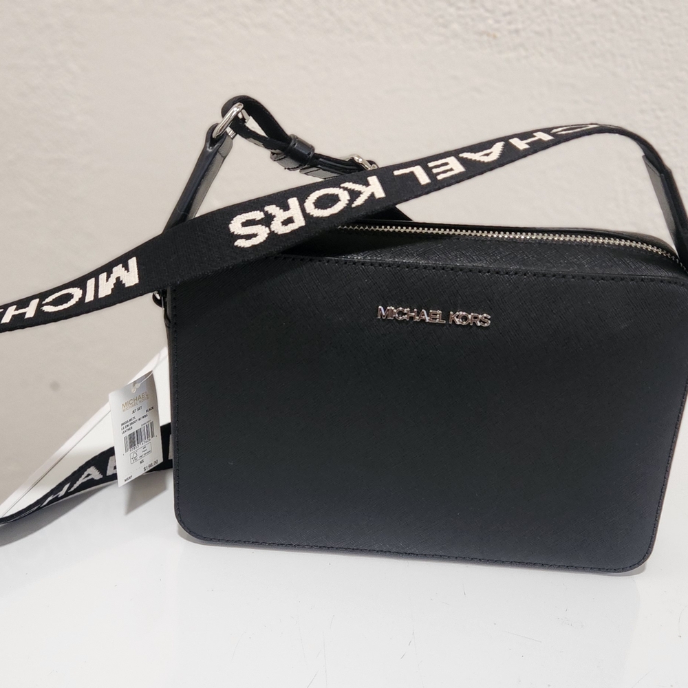 Michael Kors Black Shoulder Bag with Logo Strap